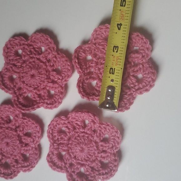 Handmade Flower Drink Hot/Cold Coasters-Set of 4 - Picture 3 of 5